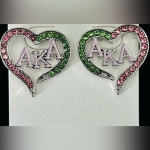 AKA Sorority Heart Earrings